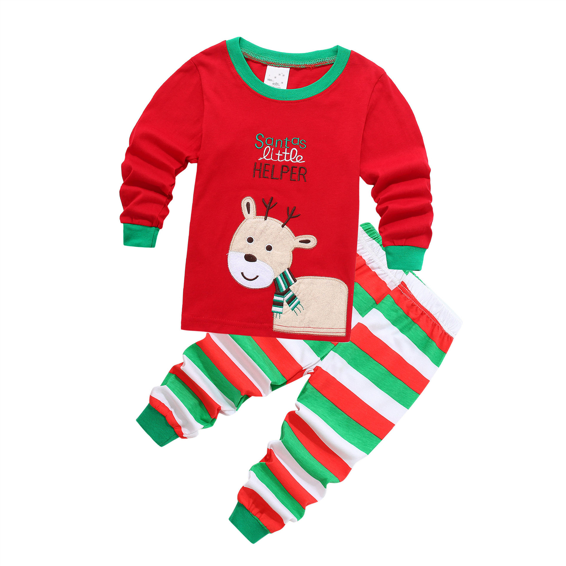 New Santa Claus Children's Children's Autumn And Winter Children's Home Clothing Set Pajamas Wholesale Children's Cotton Lycra Home Clothes