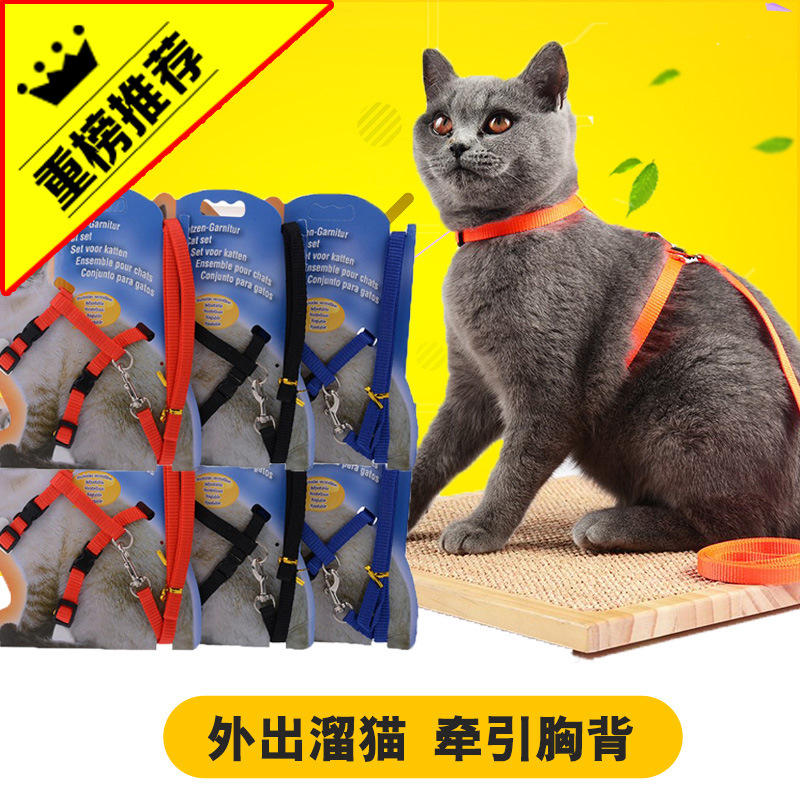 T猫咪牵引绳猫咪专用工字型胸背带遛猫绳子尼龙 猫猫牵引带