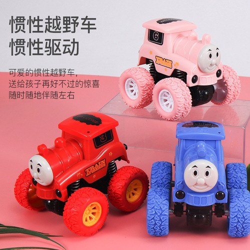 Inertial four-wheel drive off-road vehicle, children's simulation stunt model car, fall-resistant car, street stall night market hot selling gift