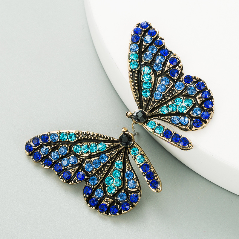 Boucles D&#39;oreilles Diamant Couleur Ailes De Papillon display picture 4