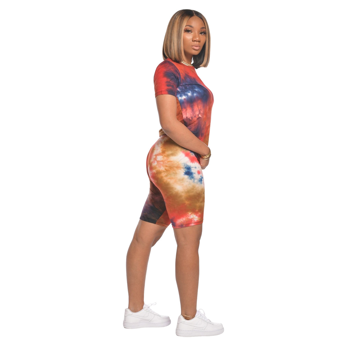 Casual Sports Print Round Neck Short-Sleeved Set NSSJW58862