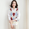 Korean Plaid knitted vest women’s loose sleeveless V-Neck Sweater Vest