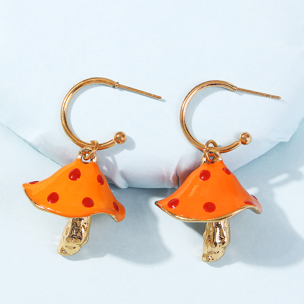 Hot Sale Creative Dream Cute Small Mushroom Drip Earrings Colorful Drip Mushroom Earrings Wholesale Nihaojewelry display picture 8