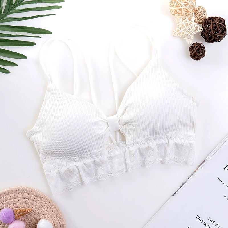 Lace Tube Top Bralette, Push-Up Wireless Bra Top, French-Style, One Size (Women)