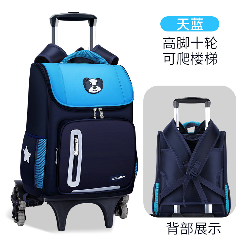 Fábrica de la escuela primaria estudiante carretilla mochila personalizada de tres ruedas de seis ruedas desmontable de doble uso escalera escalada personalizada impresa LOGO