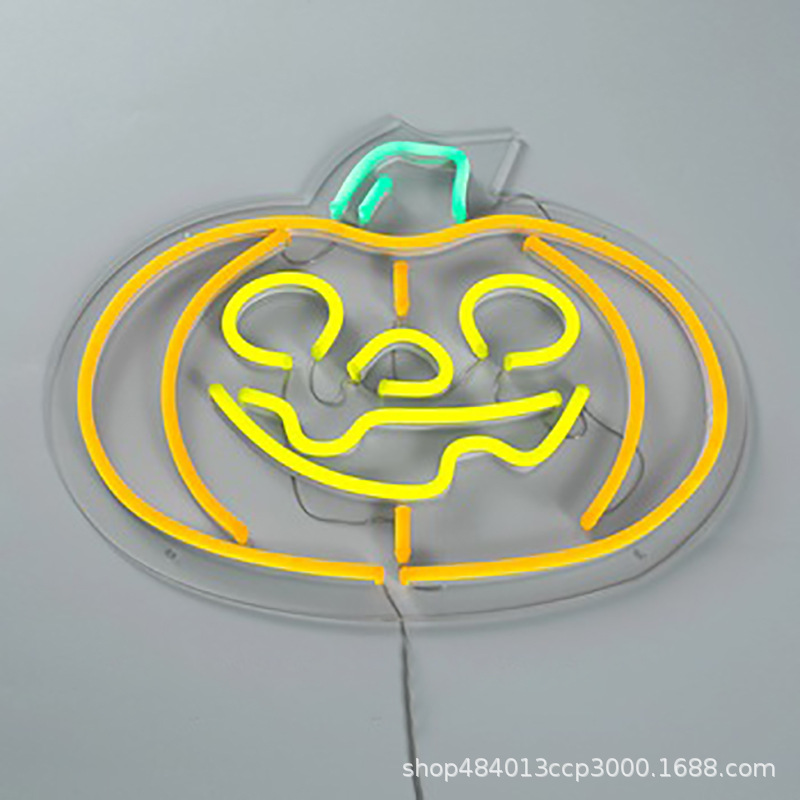 广州霓虹灯工厂定制 南瓜幽灵灯 万圣节街景霓虹灯装饰
