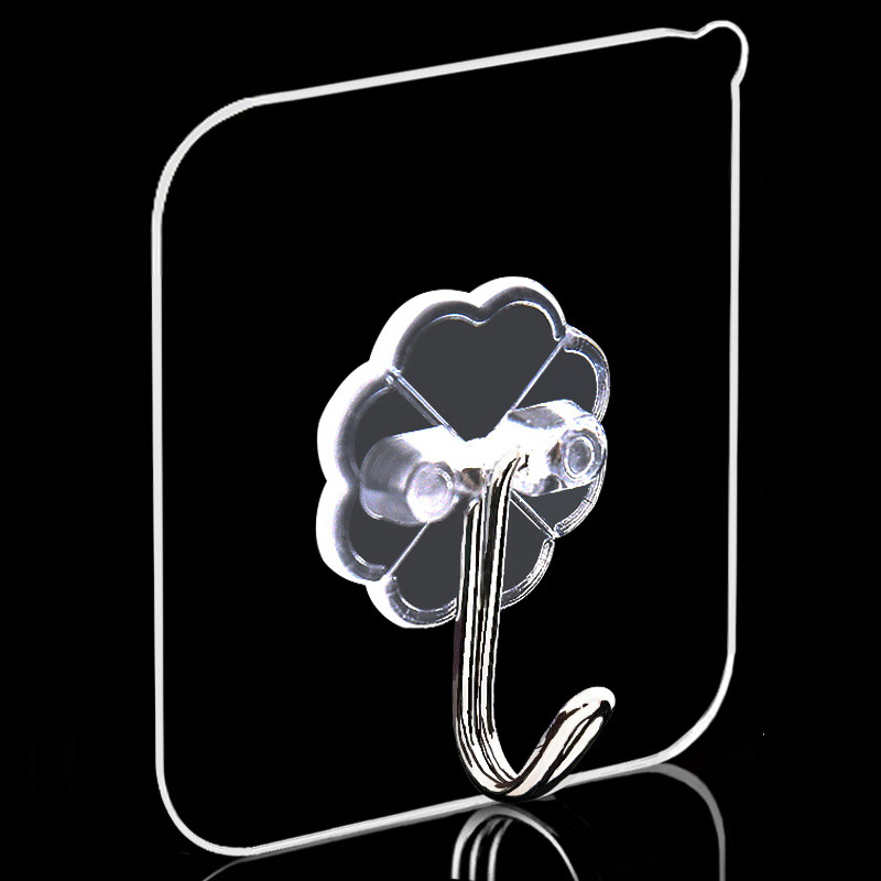 Transparent seamless hook Wall punch-free bathroom kitchen door back paste hook creative printing wall hanging hook