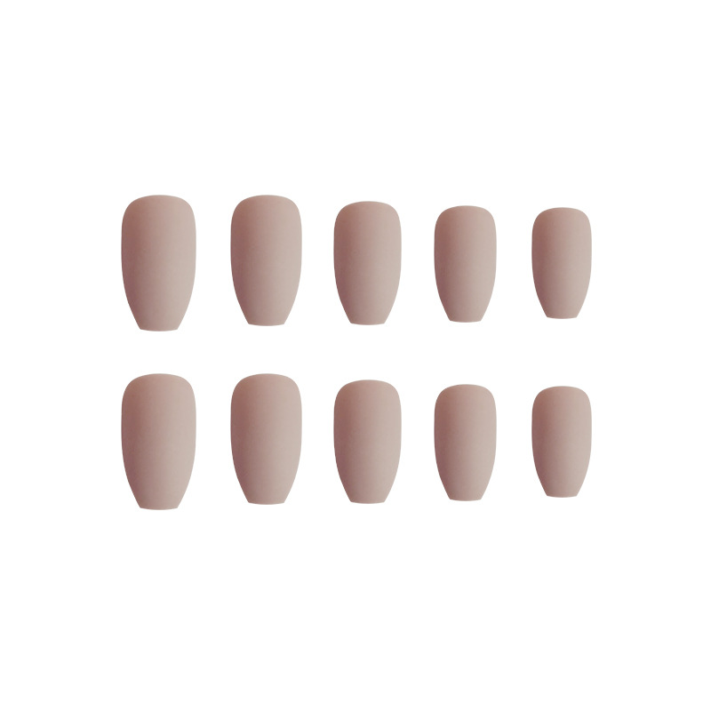 Carne, uñas de ballet mate, uñas de ataúd mate, 24 piezas, uñas postizas trapezoidales terminadas
