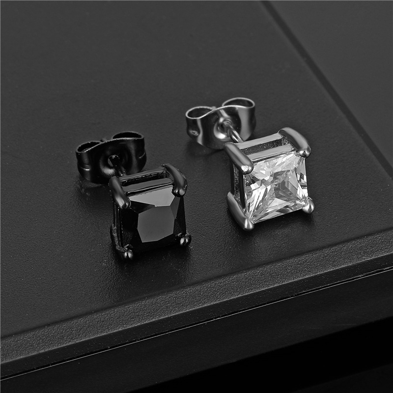 Ear Studs Classification Holiday Occasion Stainless Steel Material Simple Style Geometric Stainless Steel Ear Studs Metal Zircon Stainless Steel Earrings