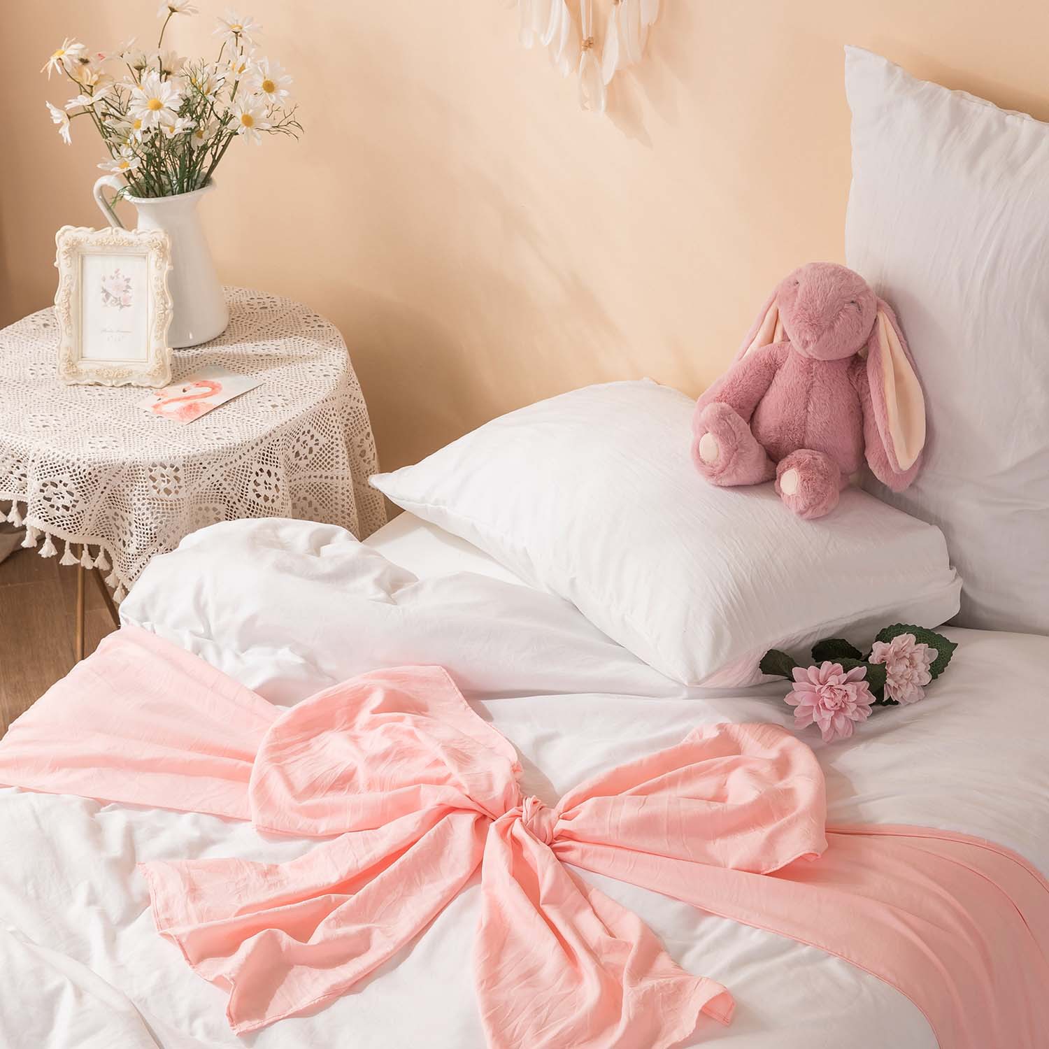 外贸家纺床上用品四件套日本尺寸纯色可爱风床笠套件亚马逊乐天