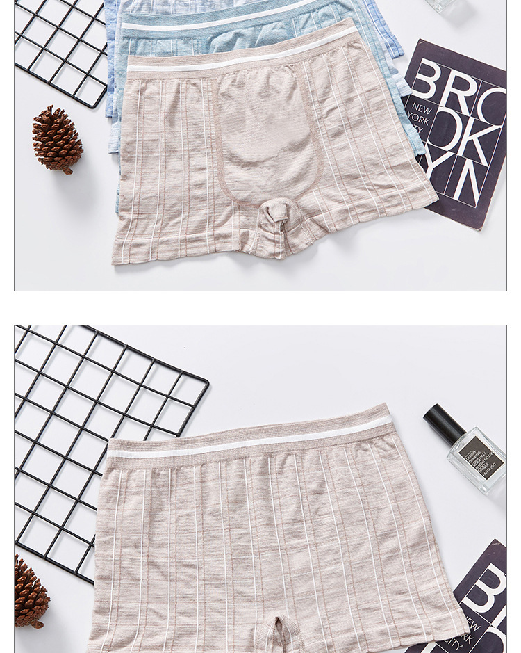 盒装内裤男 直销网红男士U凸莫代尔彩棉无缝弹力透气无痕平角内裤详情图15