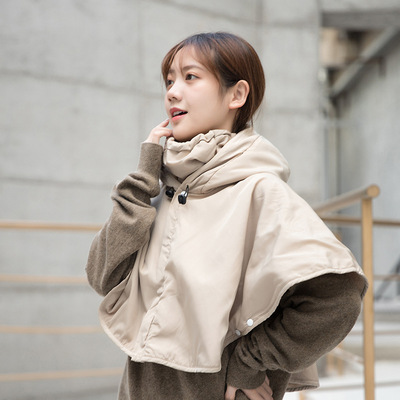 纯色时尚秋冬季保暖披肩防风帽子 户外骑车冬季防冻女士帽子 现货