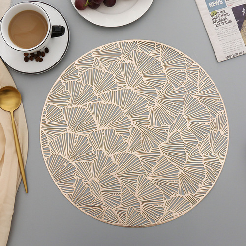 Nordic-style Ginkgo Leaf Creative PVC Decorative Mat with Hollow Design, Insulating Dinner Mat for Home Kitchen, Western-style Table Mat with Instagram Style