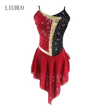 LIUHUO高端定制演出服儿童花样滑冰比赛服啦啦操表演服红色短裙