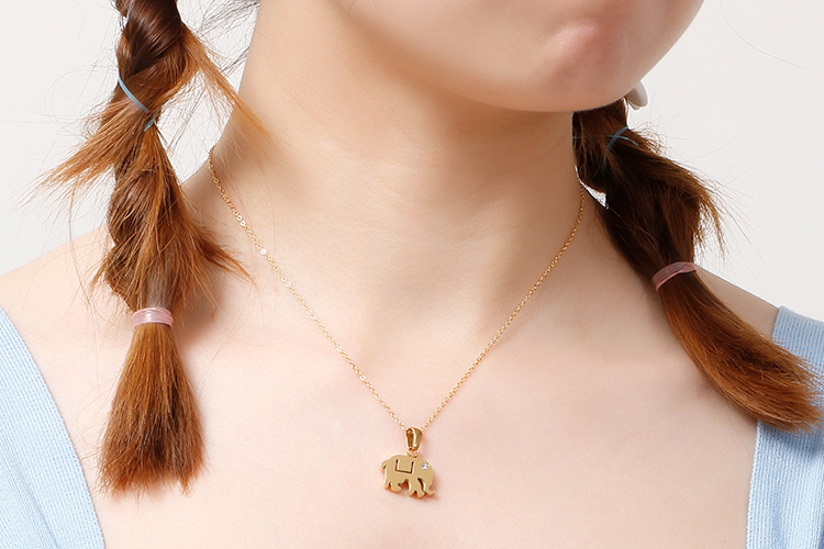 fashion stainless steel auspicious elephant creative clavicle necklace earrings jewelry set wholesal