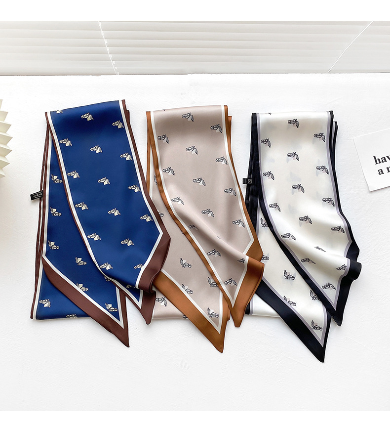 Beveled Angle Thin Narrow Long Ribbon Silk Scarf display picture 3