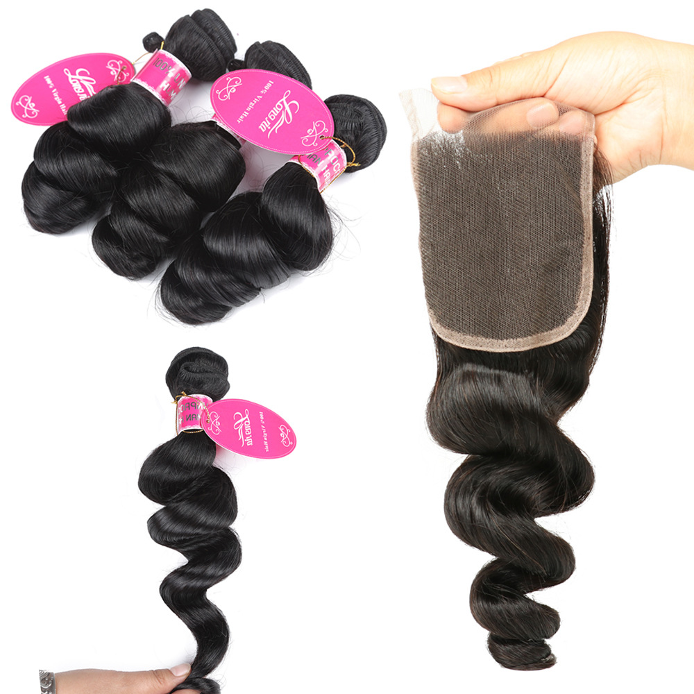 Loose wave 3bundles with closure virgin...