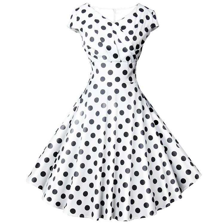 Amazon's New Women's European and American Style Retro Printed Dress with Large Swing Cocktail Prom Dress Amazon's New Women's European and American Style Retro Printed Dress with Large Swing Cocktail Prom Dress