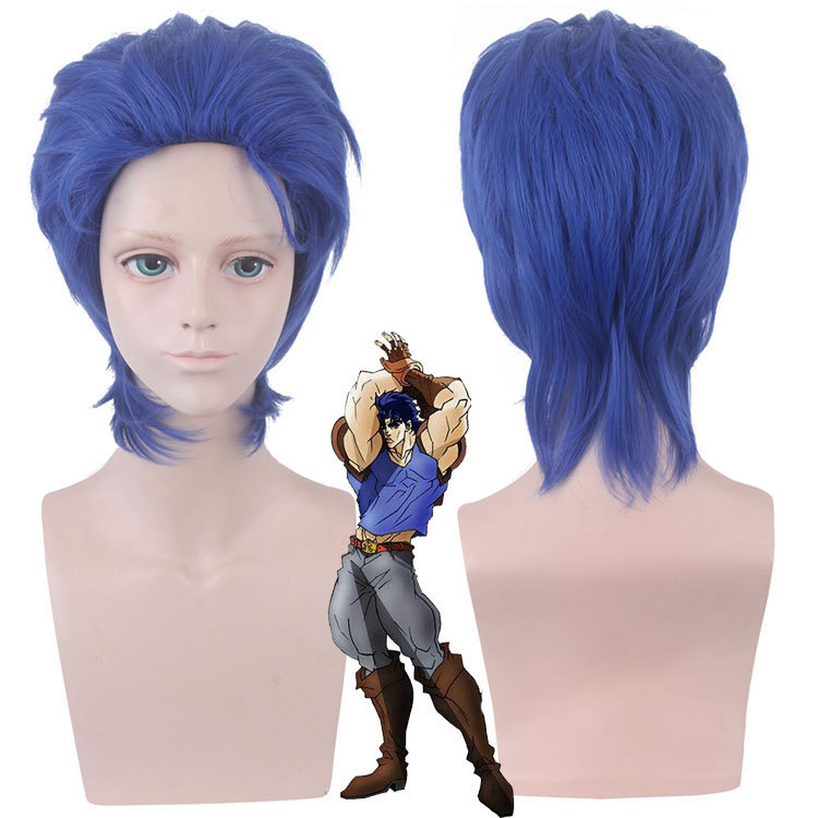 Lord Sunda Jojo's Wonderful Adventure Jonathan Josda Royal Blue Styling cos Wig