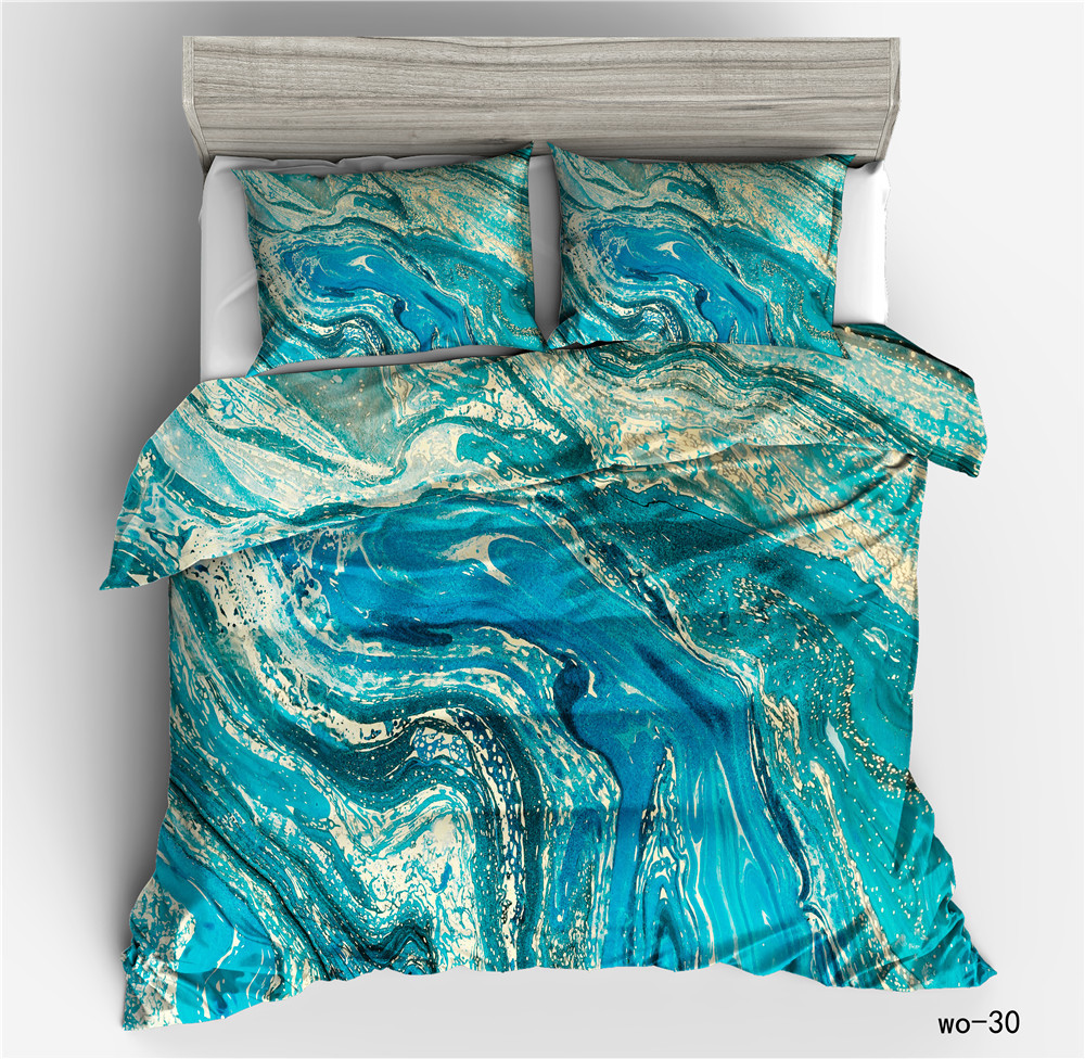 Housse de couette numérique en marbre moiré et taie d'oreiller pour la maison, housse de couette trois pièces, textile transfrontalier personnalisé Vio_voghion.com