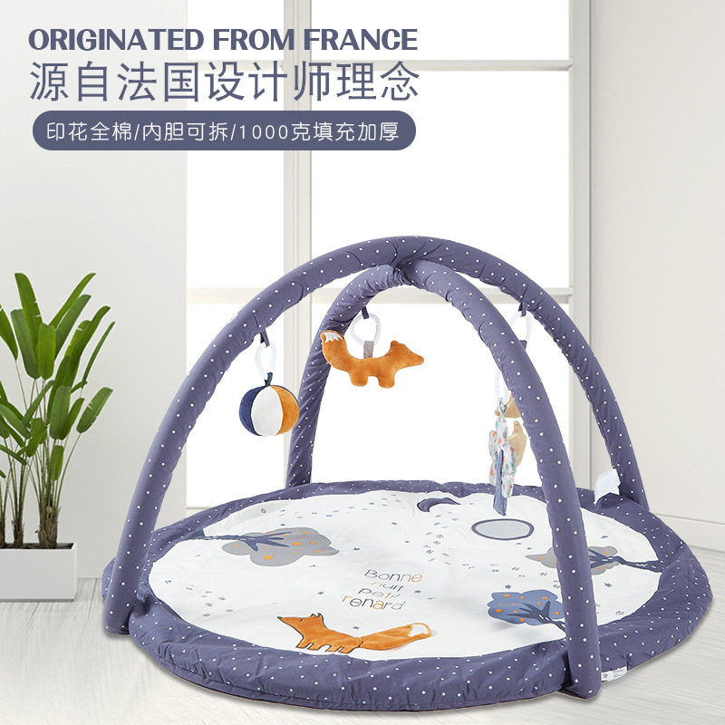 法国棉质婴儿游戏毯加厚爬行垫新生儿布艺健身架宝宝玩具外贸出口|ru