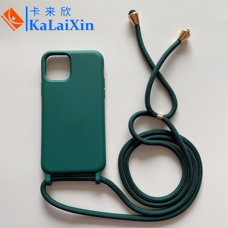 硅胶挂绳手机壳适用iPhone11斜挎挂绳一体液态硅胶厂批发外贸款