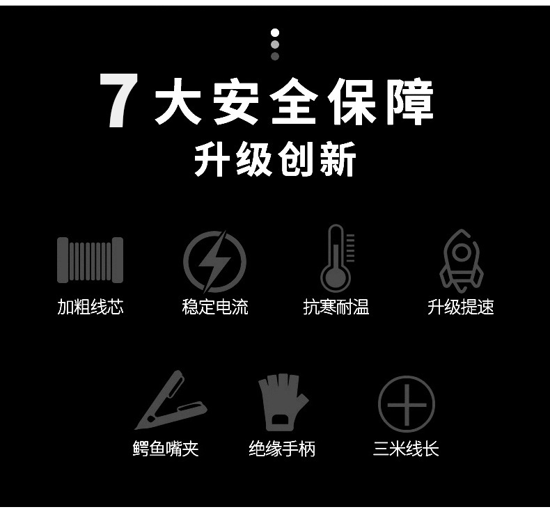 Car Pure Copper Fire Wire Battery Wire Crossing Jianglong Battery Clip Connection Line Alligator Clip Emergency Wire Start