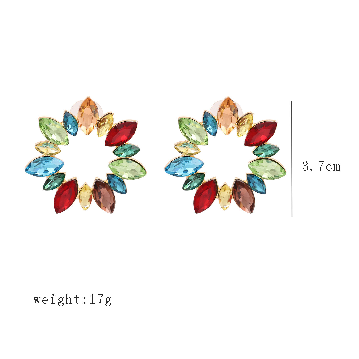 Fashion Exaggerated Diamond Geometric Sunflower Full Diamond Earrings Temperament Elegant Women's Earrings Hot Sale Wholesale Nihaojewelry display picture 1