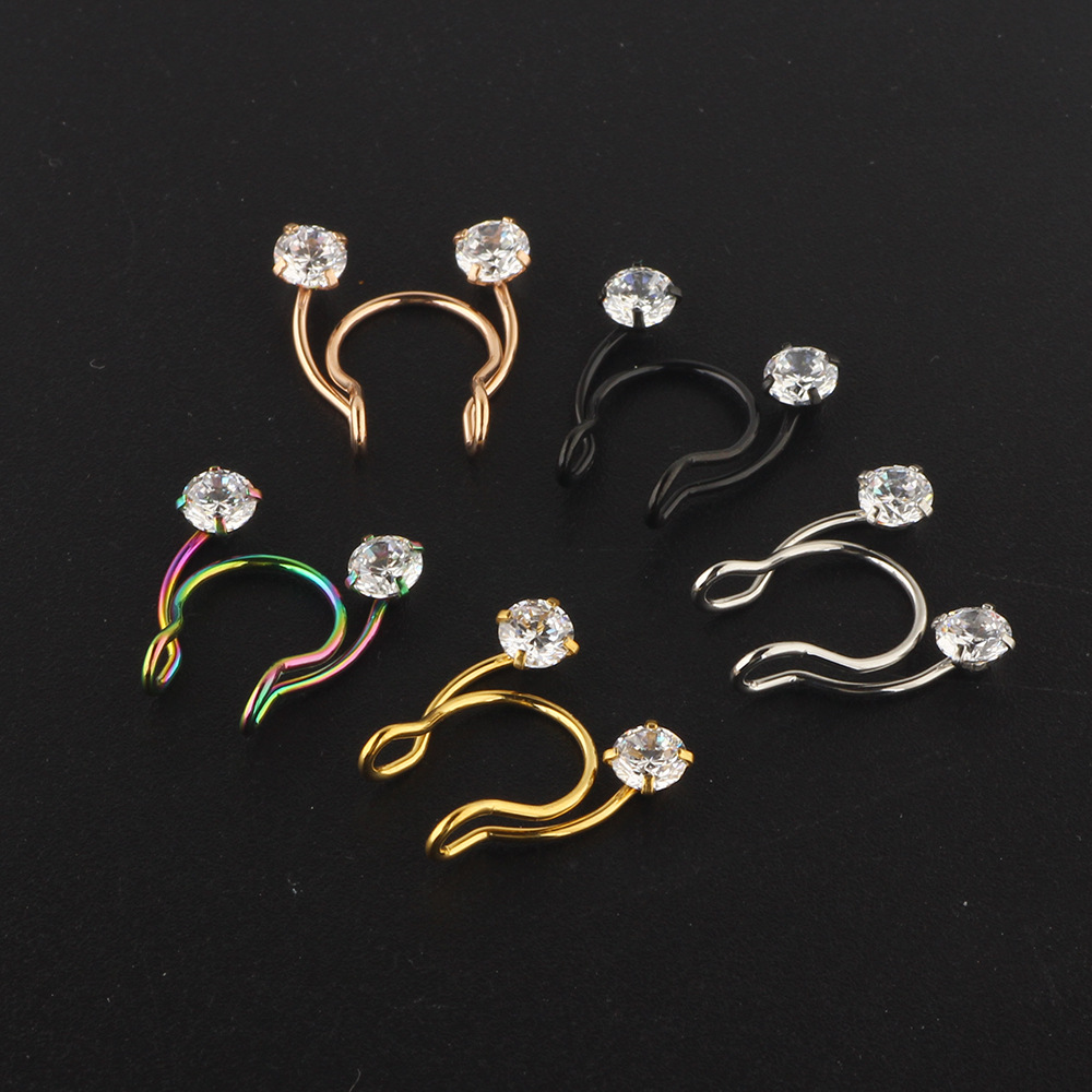 Stainless Steel Fake Nose Ring Zircon Nose Piercing Jewelry Body Nose Clip detail image 7