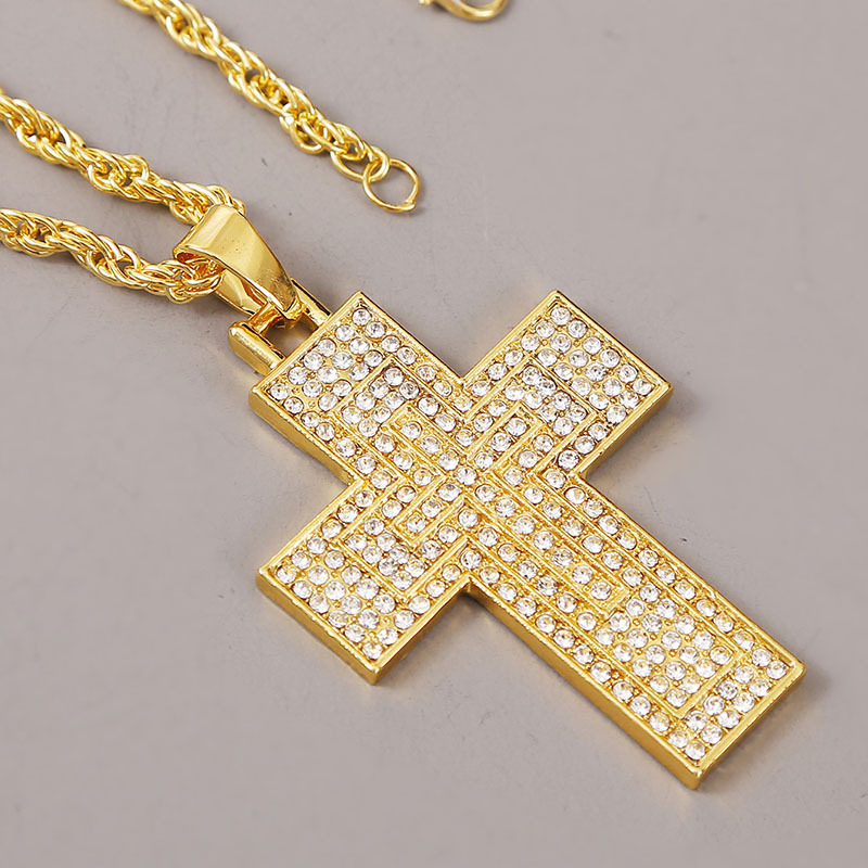 Exaggerated Fashion Cross Rhinestone Hip Hop Necklace Pendant Jewelry Wholesale Nihaojewelry display picture 7