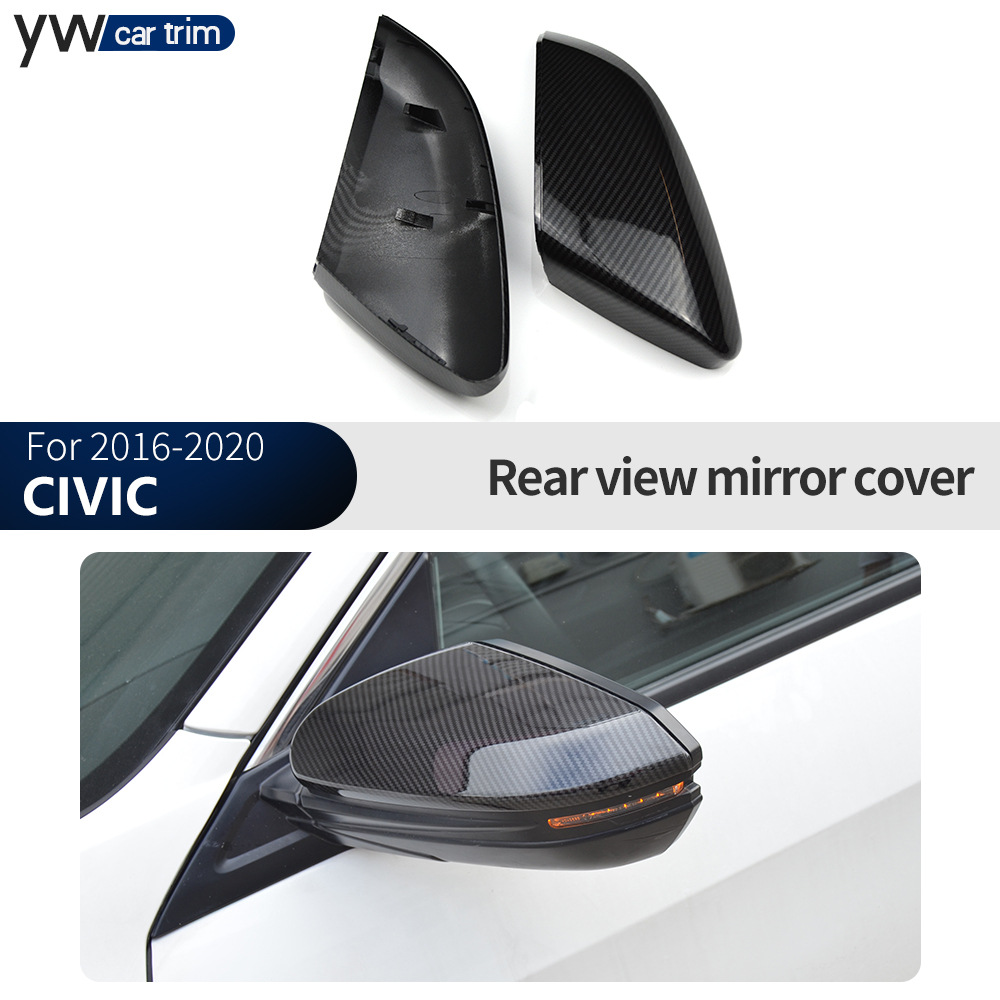 适用于16-20十代新思域改装  后视镜盖装饰 替换款倒车镜保护罩框