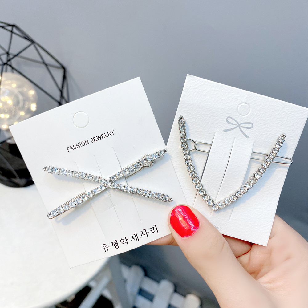 Alloy Diamond V-shaped X-shaped Hairpin display picture 8