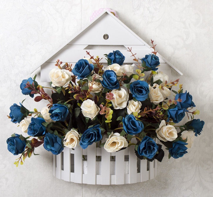 厂家供应塑料壁挂假花仿真花挂墙壁装饰花篮详情图1