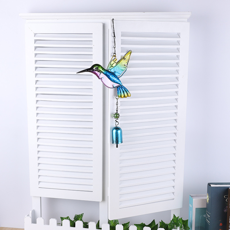 Bird Glass Iron Wind Chime Wall Art display picture 1