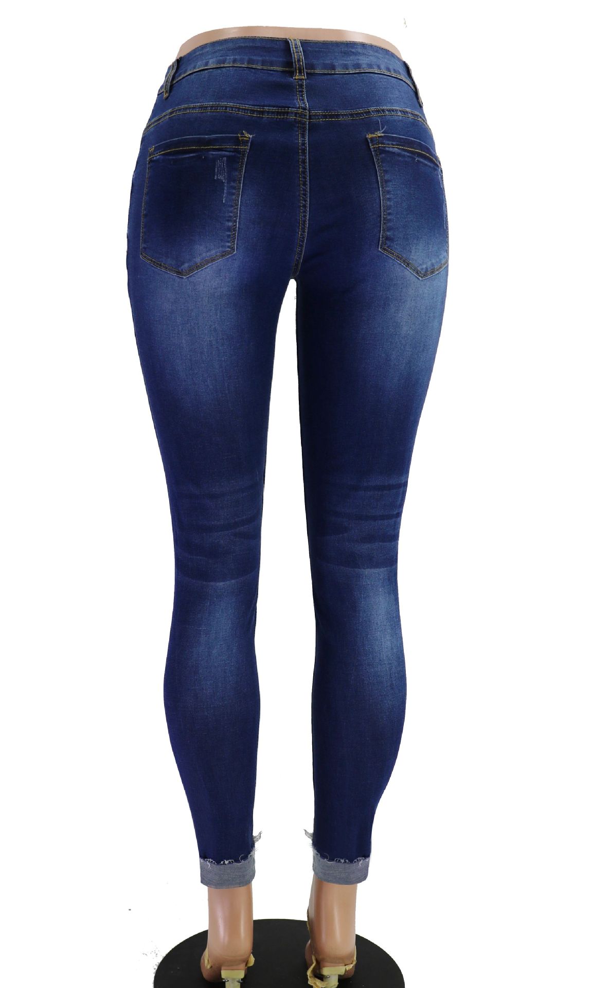 Women's Straight Cropped Jeans Torn Distressed Denim Casual Trousers_voghion.com