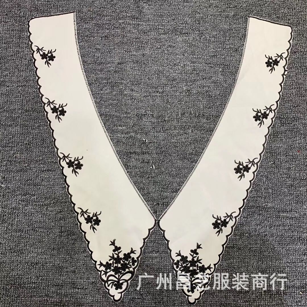 欧根纱绣花片 立体双层蕾丝衣领 水溶涤光对花 diy婚纱辅料批发