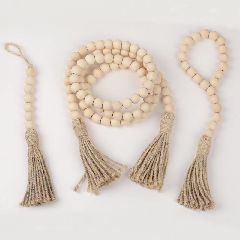 Wooden Beaded Lanyard Wedding Exterior Decorations Log Color Wooden Bead Pendant 16mm Curtain Hanging Ring in Stock