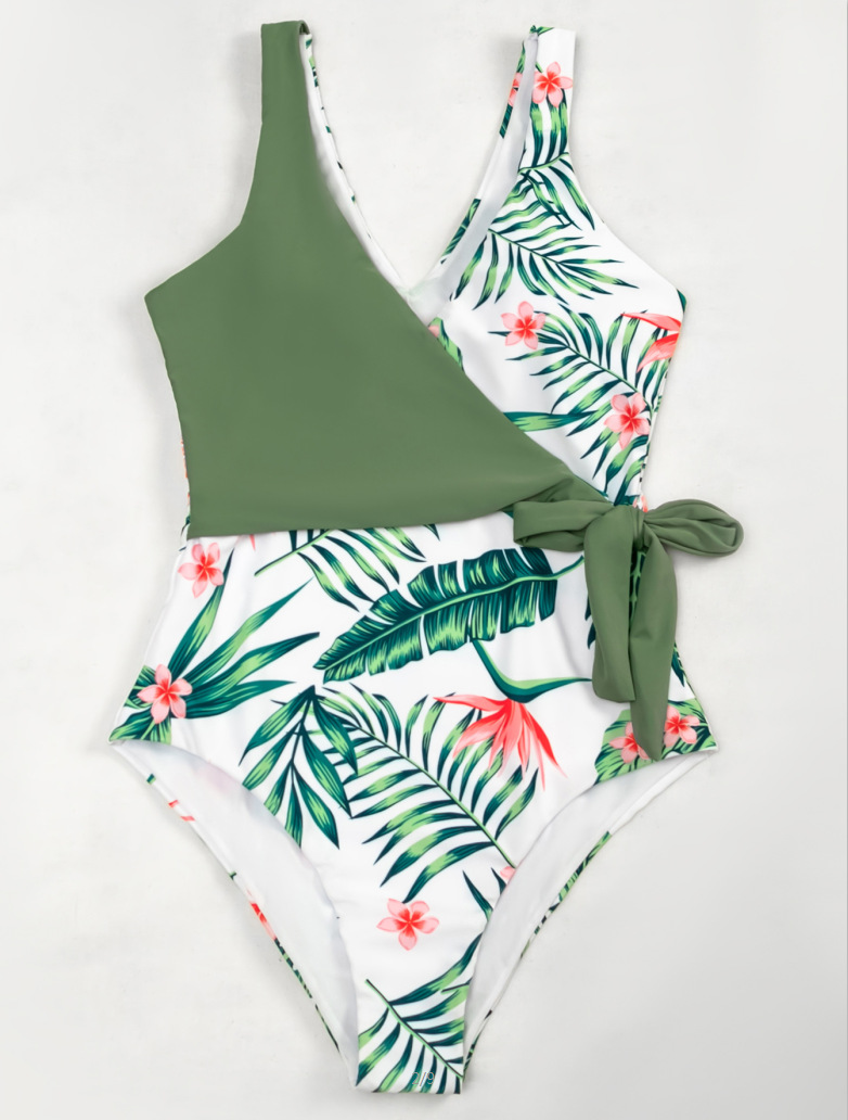 new color matching printed one-piece swimwear NSHL19792