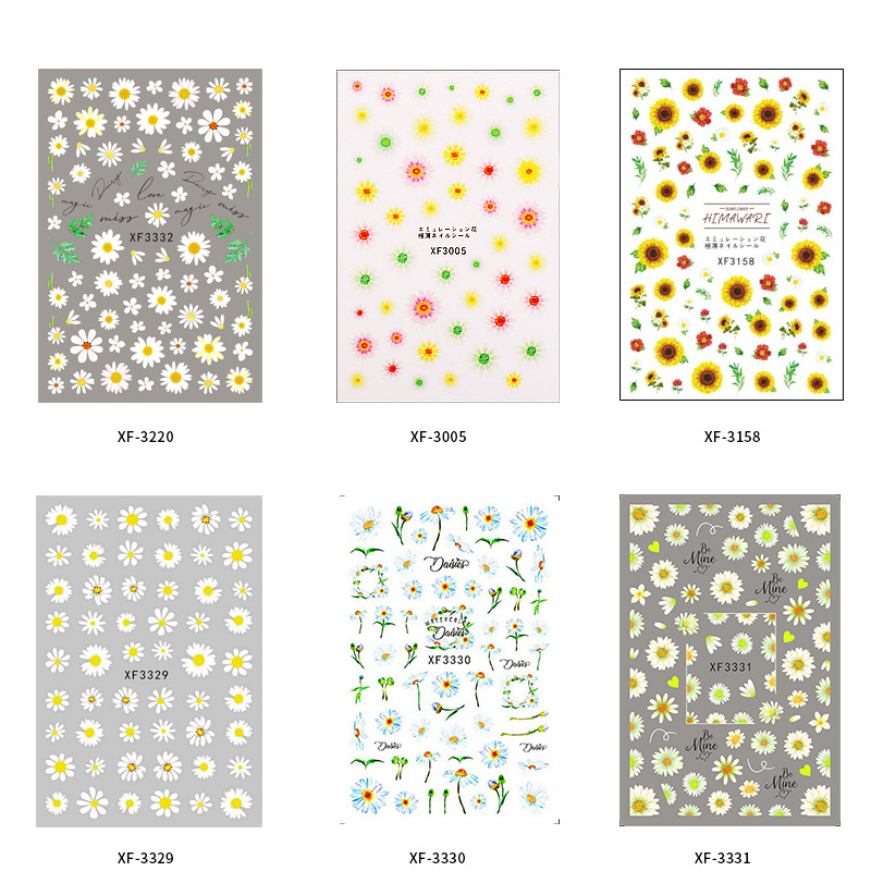 Suministro transfronterizo pegatinas de uñas Daisy Quan Zhilong mismo estilo pegatinas de uñas Daisy DIY calcomanías de uñas traje