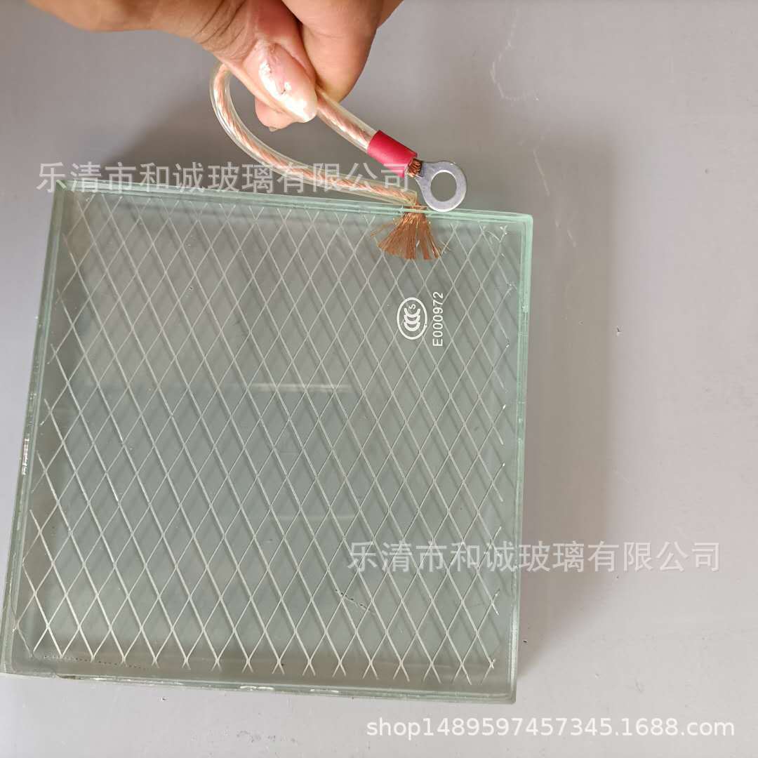 厂家专产屏蔽网玻璃 夹丝玻璃 带接地线防爆玻璃 品质保证