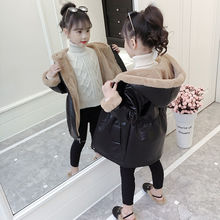 一件包郵女童皮衣2021新款小女孩冬裝加厚加絨外套兒童中長款韓版