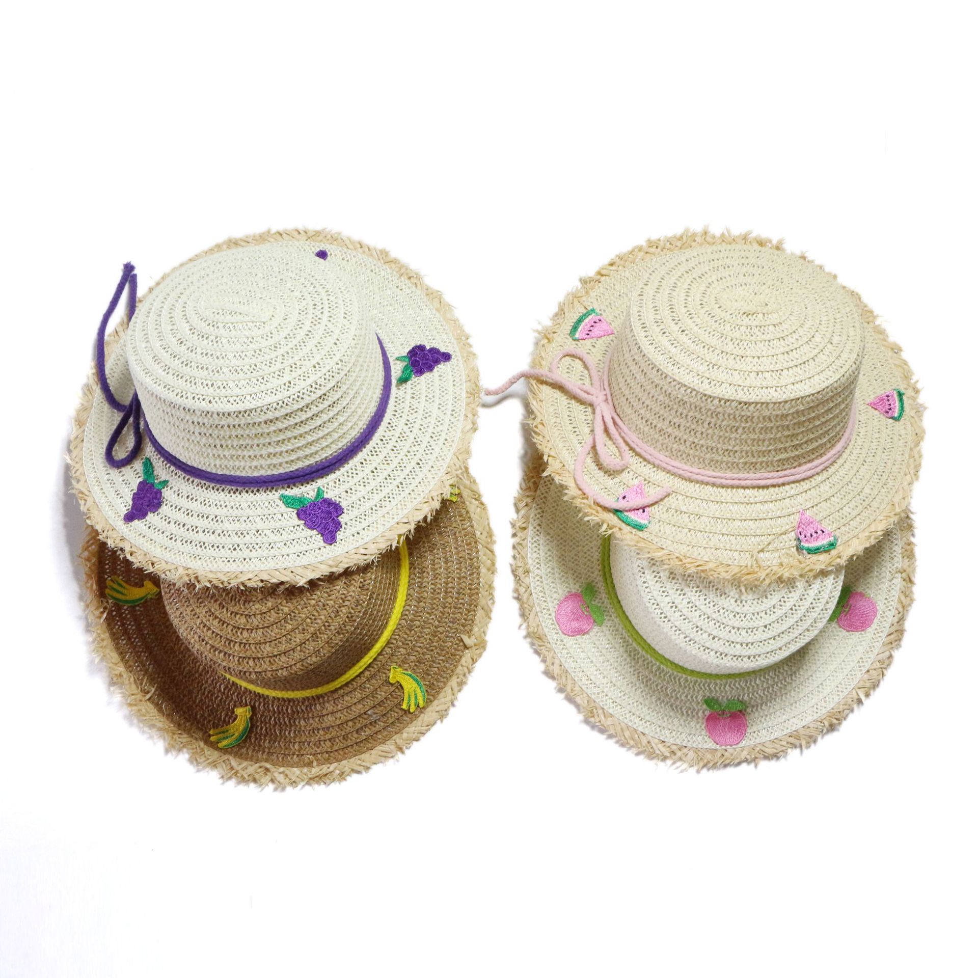 Children's Sun Hat Straw Hat Fruit Hat Summer Big Flat Top Sun Hat Wholesale Nihaojewelry display picture 13