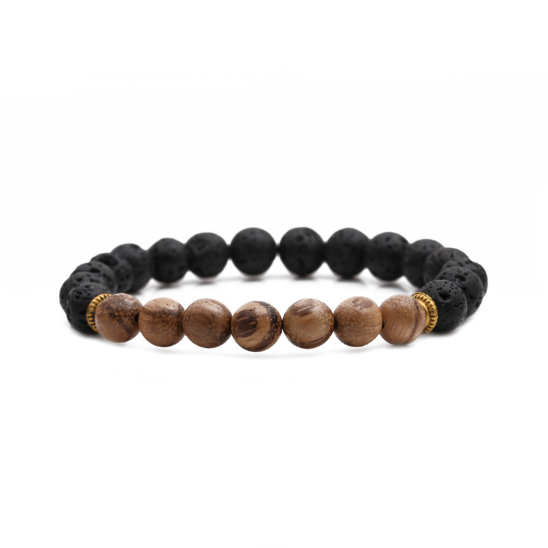 8mm Wenge Wood Tiger Eye Stone Frosted Stone Volcanic Stone Beaded Bracelet