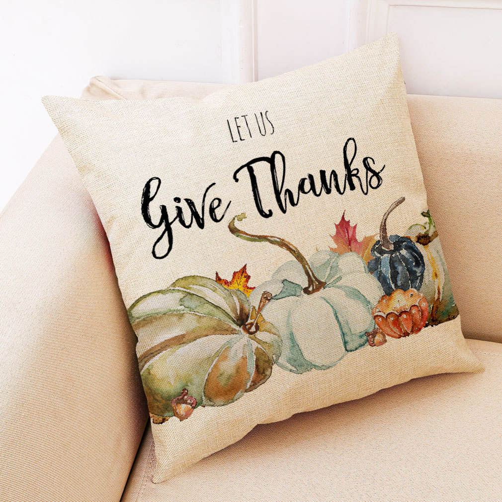 亞馬遜eBay跨境熱賣新款感恩節(jié)棉麻抱枕套 汽車靠墊 亞麻沙發(fā)抱枕