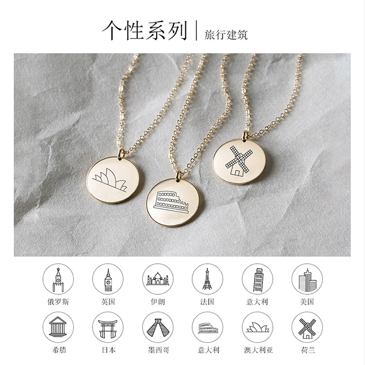 New Fashion Classic Lettering Round 316l Titanium Steel Pendant Necklace display picture 1