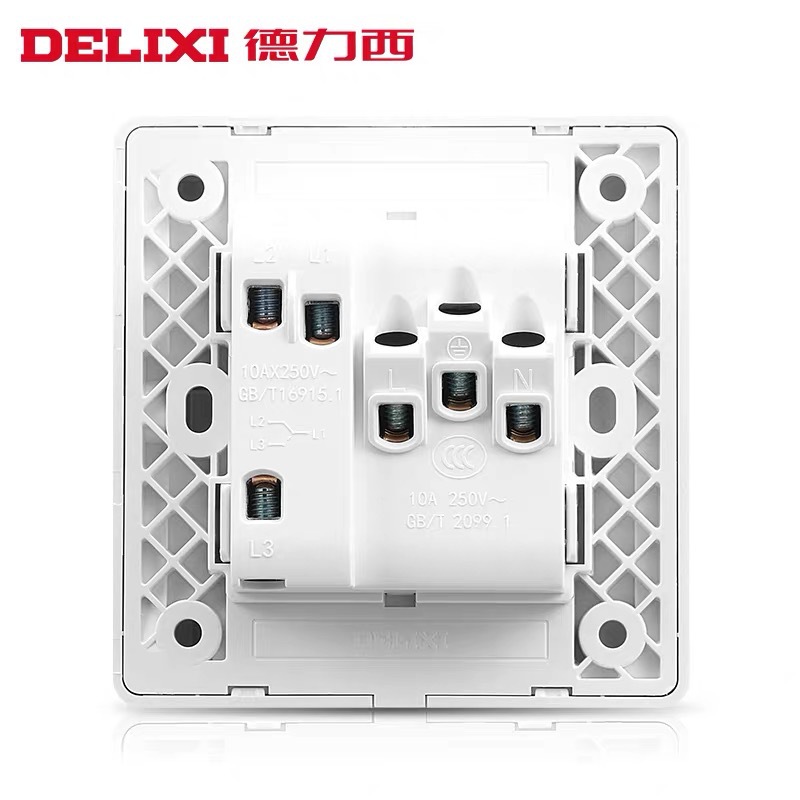 Wholesale white wall switch and plug sockets for home use, 86-type five-hole socket, large plate, single-pole double-control panel