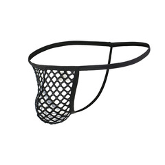 Manufacturer wholesale butt exposed men's underwear large mesh sexy thin belt pants U convex fishnet low waist singlet pants Amazon