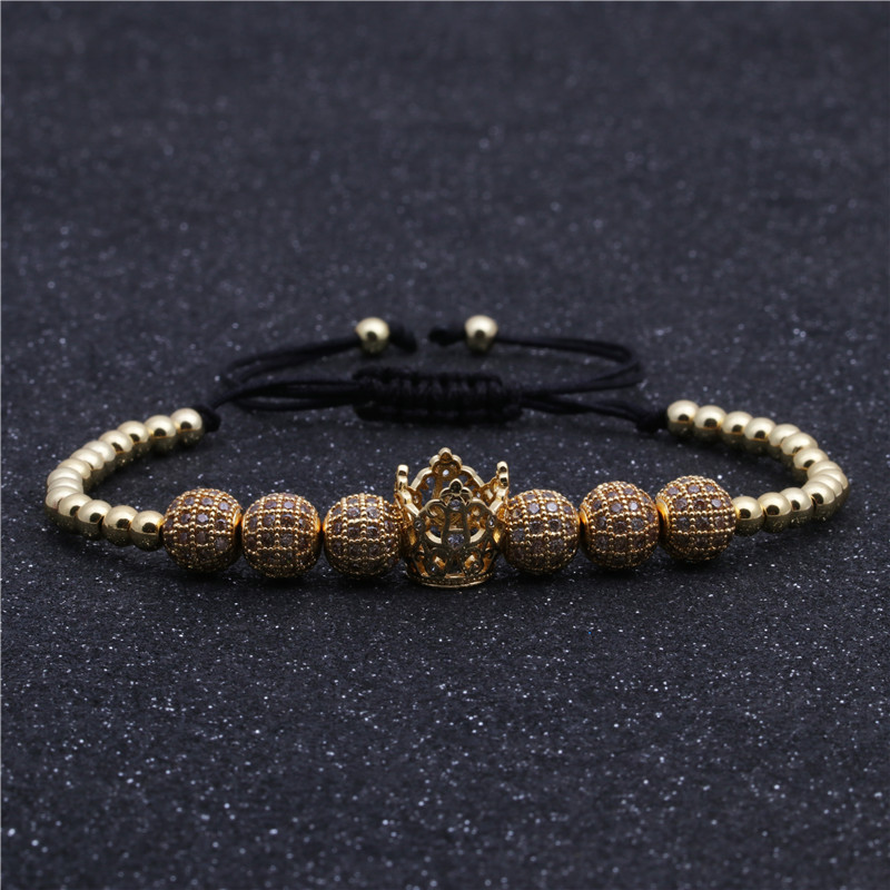 Micro Inlaid Zircon Crown Bracelet Copper Bead Woven Cz Diamond Ball Bracelet Bracelet Wholesales Yiwu display picture 5