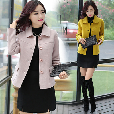 仿毛呢短外套女韩版时尚2021秋冬季新款小个子长袖学生短款外套|ru