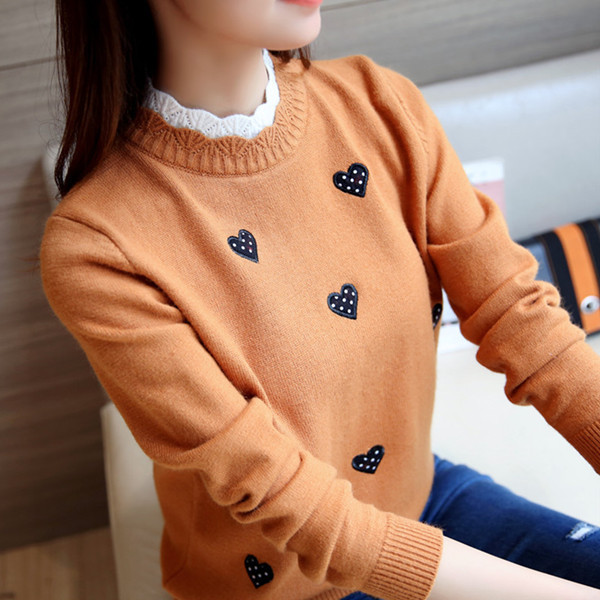sweater Autumn and winter new pattern Base coat Sweater Korean Edition Embroidery Easy Versatile have cash less than that is registered in the accounts False two jacket